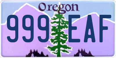 OR license plate 999EAF