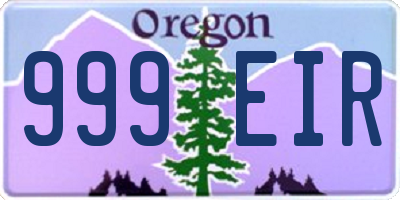 OR license plate 999EIR