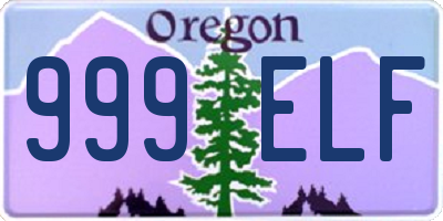 OR license plate 999ELF