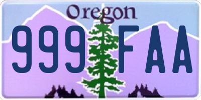 OR license plate 999FAA