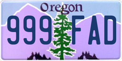 OR license plate 999FAD