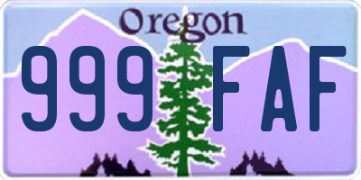 OR license plate 999FAF