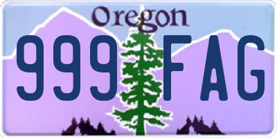 OR license plate 999FAG