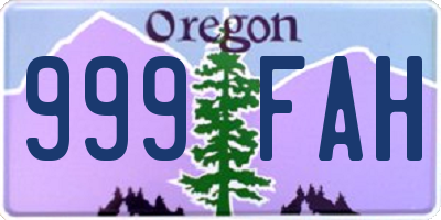 OR license plate 999FAH