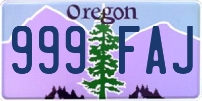 OR license plate 999FAJ