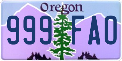 OR license plate 999FAO