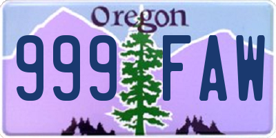 OR license plate 999FAW