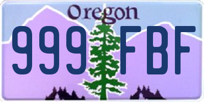 OR license plate 999FBF