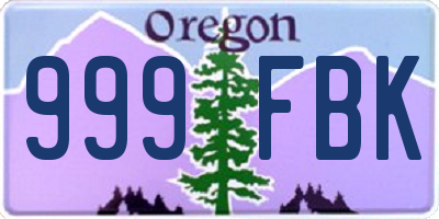 OR license plate 999FBK