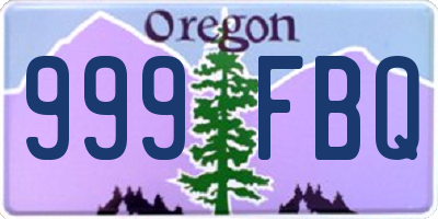 OR license plate 999FBQ