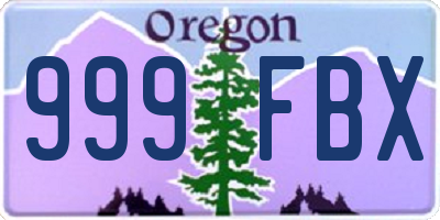 OR license plate 999FBX