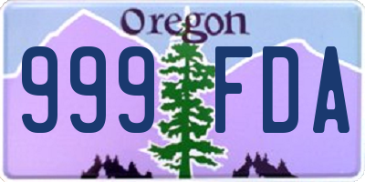 OR license plate 999FDA