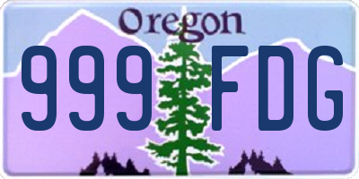 OR license plate 999FDG