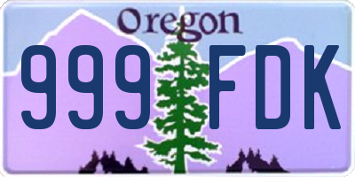 OR license plate 999FDK