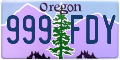 OR license plate 999FDY