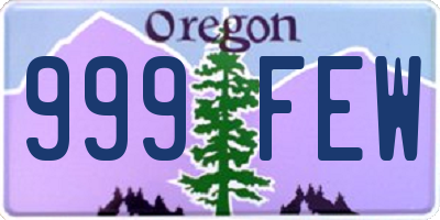 OR license plate 999FEW