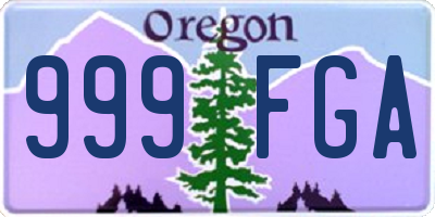 OR license plate 999FGA