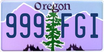 OR license plate 999FGI