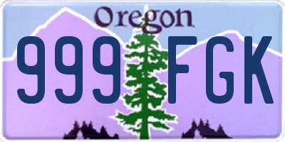OR license plate 999FGK