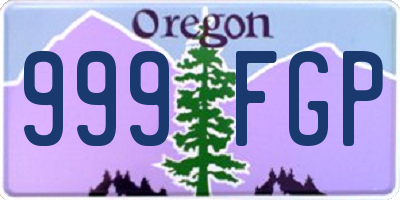OR license plate 999FGP