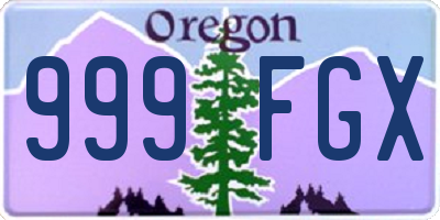 OR license plate 999FGX