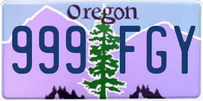 OR license plate 999FGY