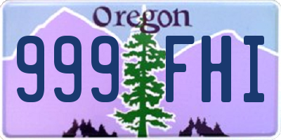 OR license plate 999FHI