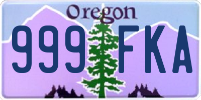 OR license plate 999FKA