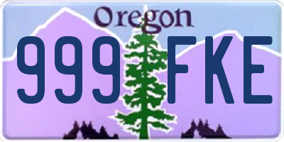 OR license plate 999FKE