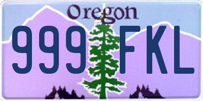 OR license plate 999FKL