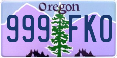 OR license plate 999FKO