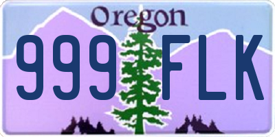 OR license plate 999FLK