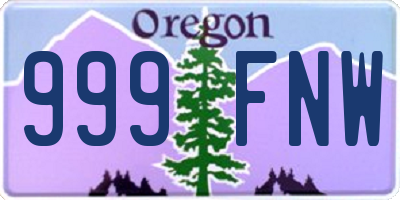 OR license plate 999FNW