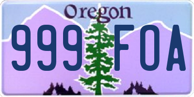 OR license plate 999FOA