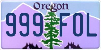 OR license plate 999FOL