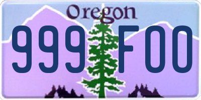 OR license plate 999FOO