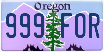 OR license plate 999FOR