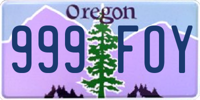 OR license plate 999FOY