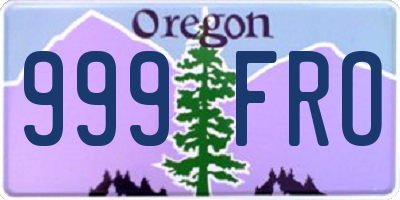 OR license plate 999FRO