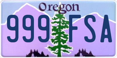 OR license plate 999FSA