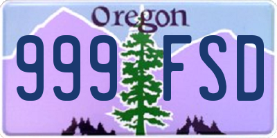 OR license plate 999FSD