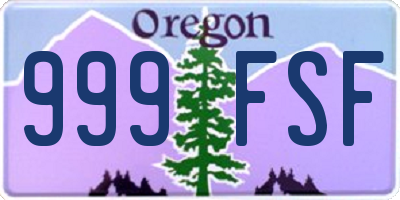 OR license plate 999FSF