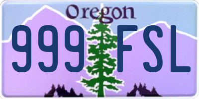 OR license plate 999FSL