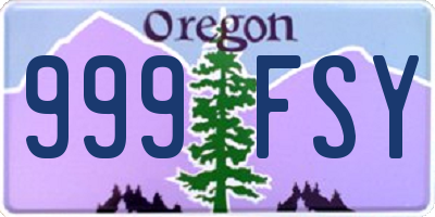 OR license plate 999FSY