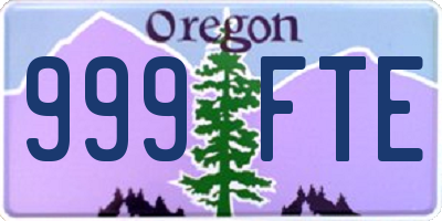 OR license plate 999FTE