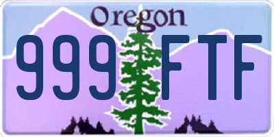 OR license plate 999FTF