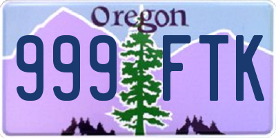 OR license plate 999FTK