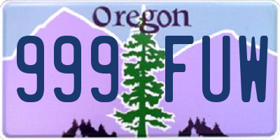 OR license plate 999FUW