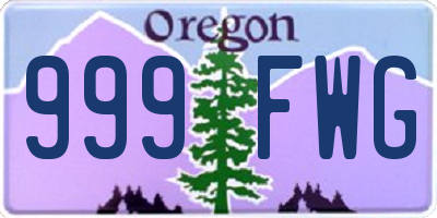 OR license plate 999FWG