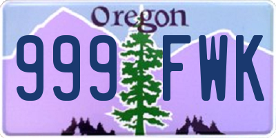 OR license plate 999FWK
